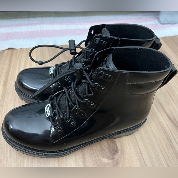 Sam Edelman black patent leather combat boots great condition 90s grunge - Picture 4 of 5